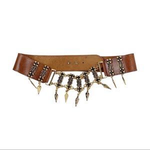 Vintage Leather and gold chain belt M